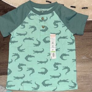 Jumping Beans Teal Alligator Print Kids Tee